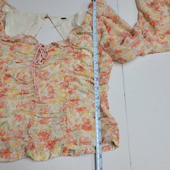 Free People Mabel Blouse Size Sm Floral Sheer Long Sleeve Coquette Boho Festival - Picture 7 of 12